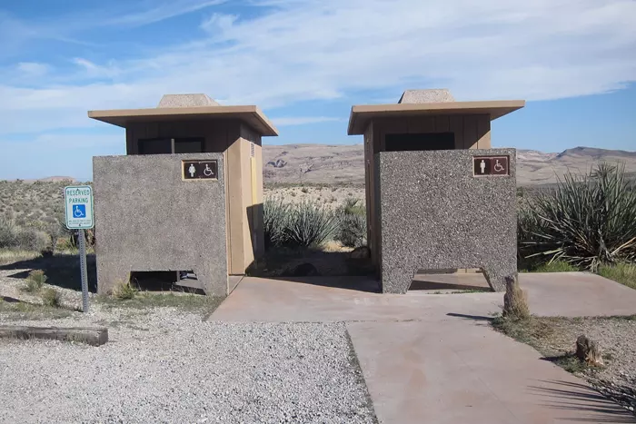 Modern public toilets in the desert