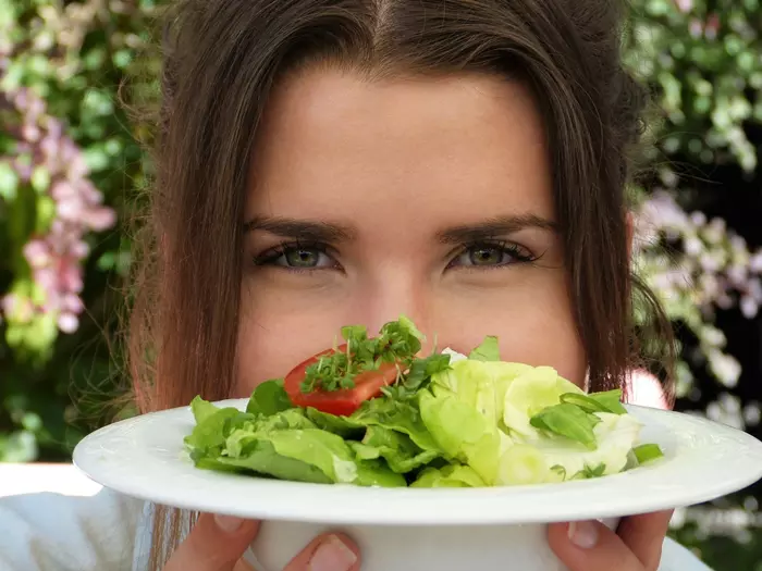 Woman with salad