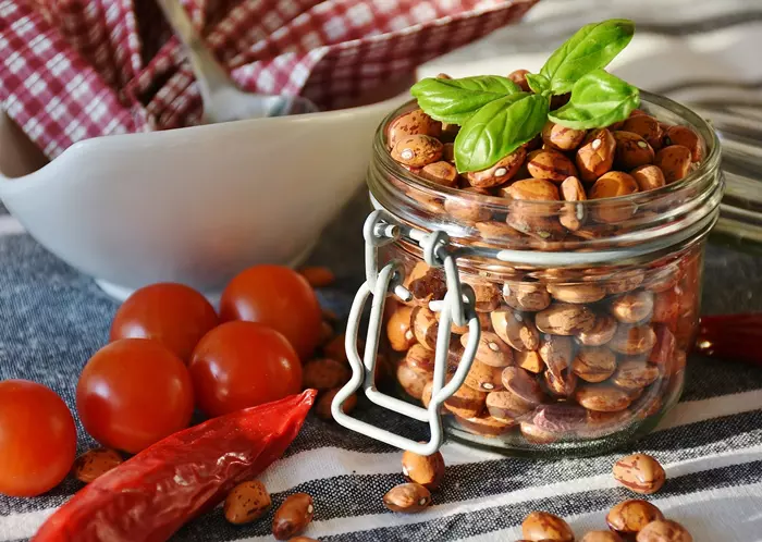 Vegan food - Beans with peppers and tomatoes